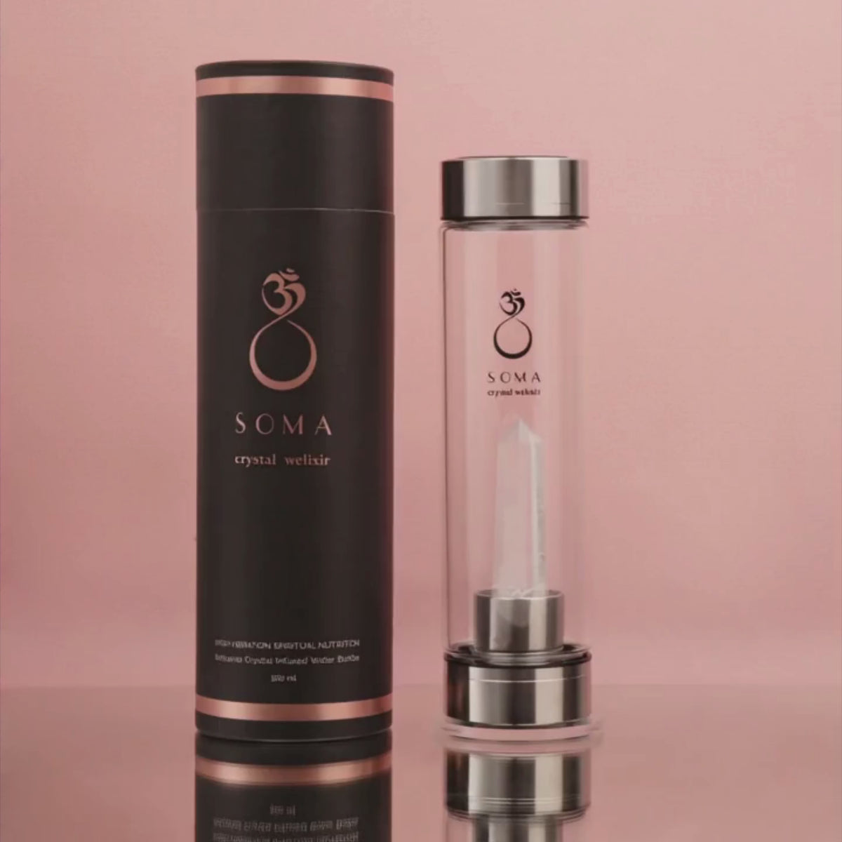 Clear Quartz Crystal Infused Water Bottle