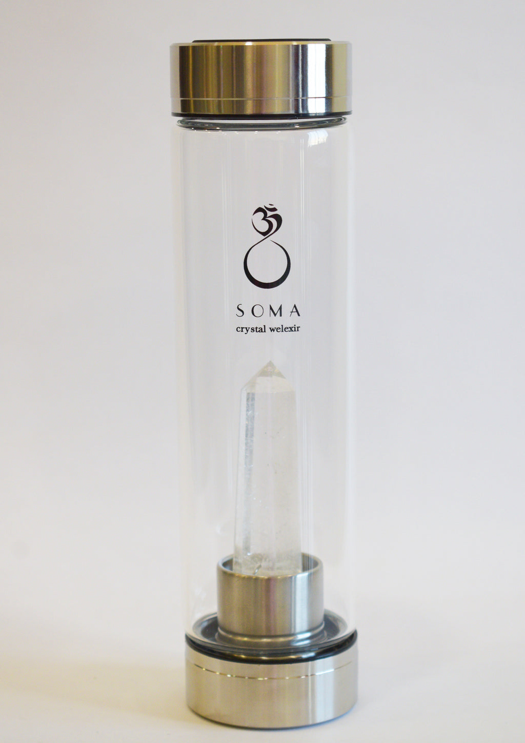 Clear Quartz Crystal Infused Water Bottle