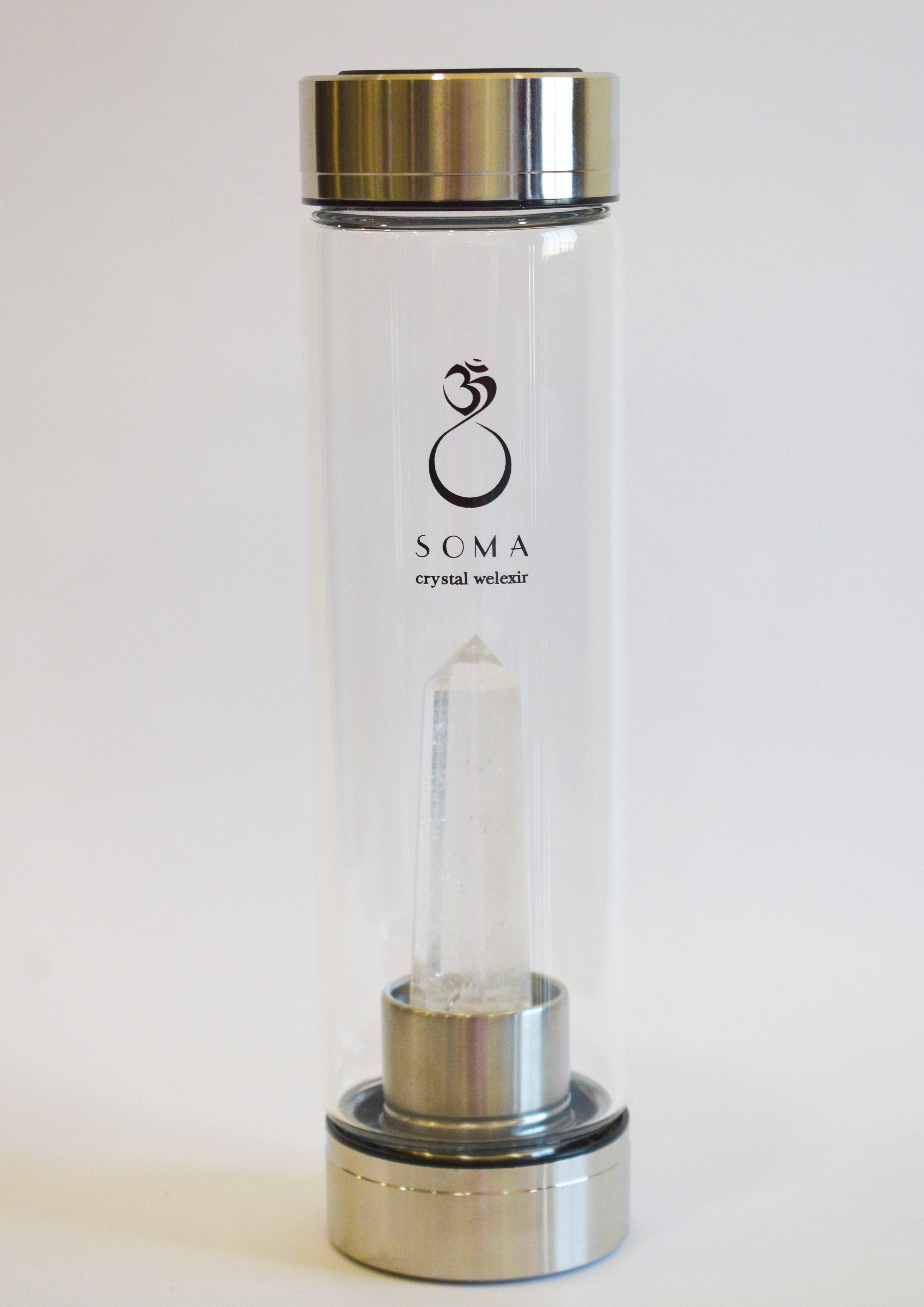 Clear Quartz Crystal Infused Water Bottle