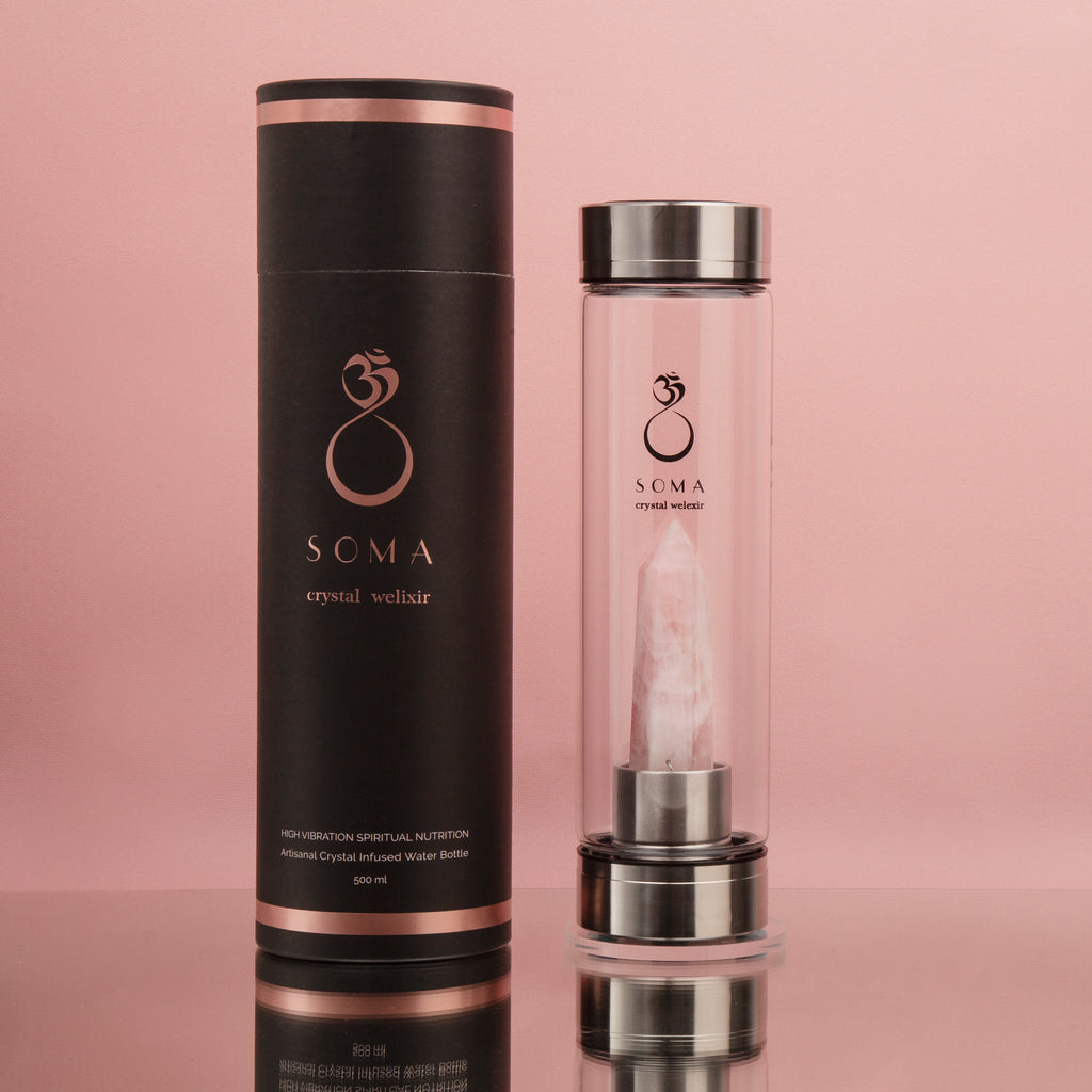 Rose Quartz Crystal Infused Water Bottle