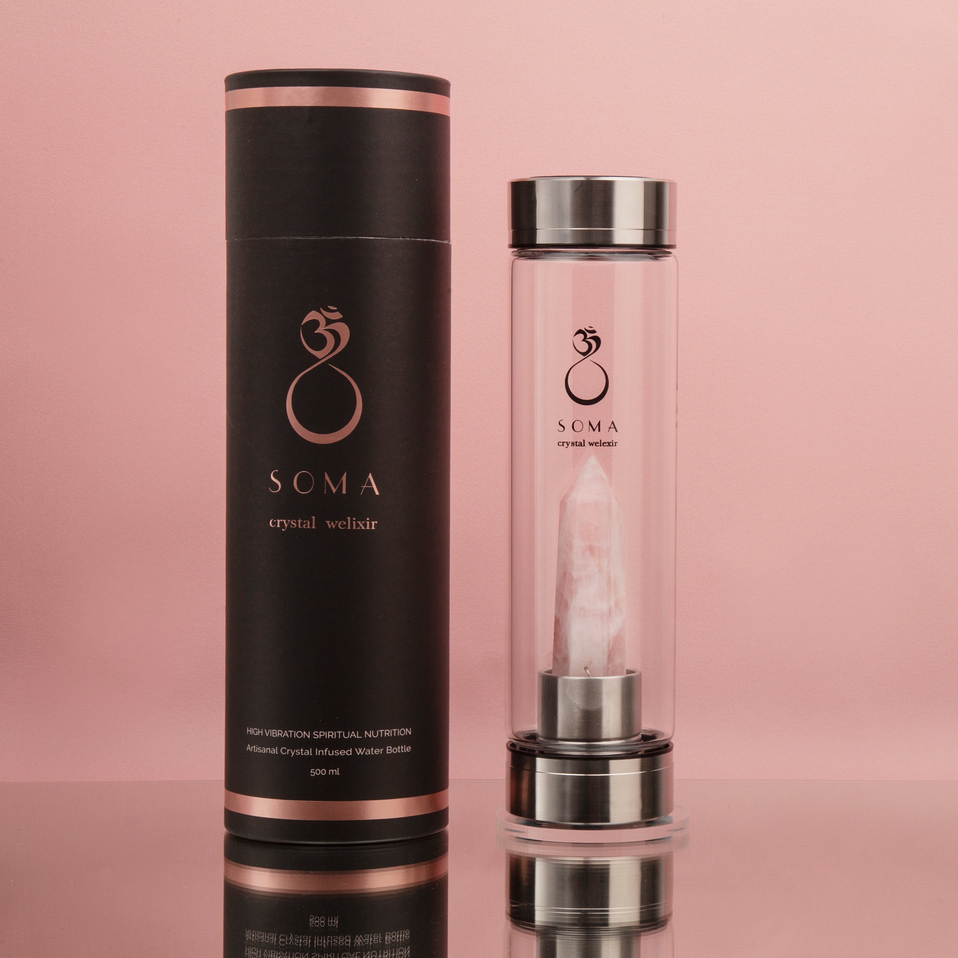 Rose Quartz Crystal Infused Water Bottle