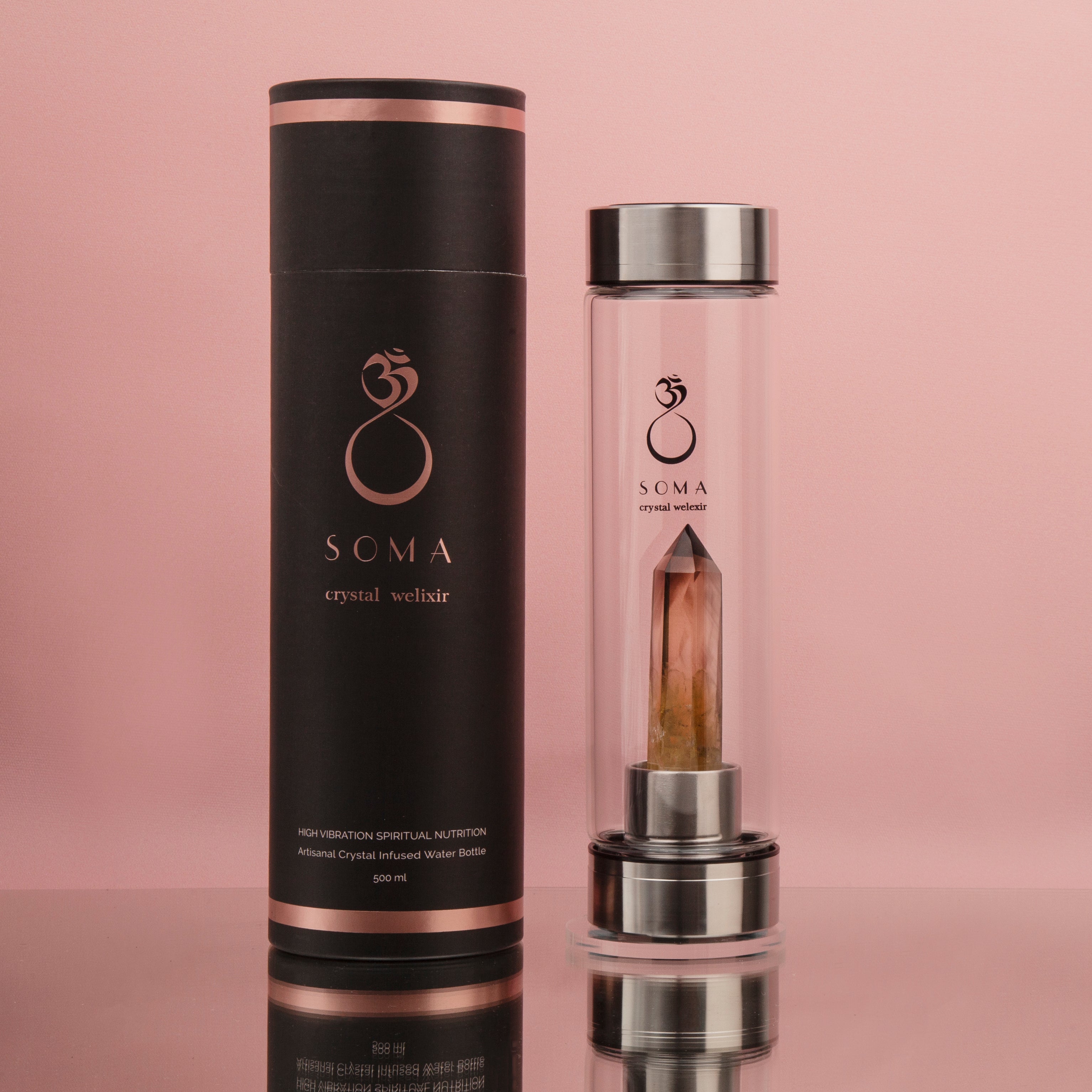 Smoky Quartz Crystal Infused Water Bottle