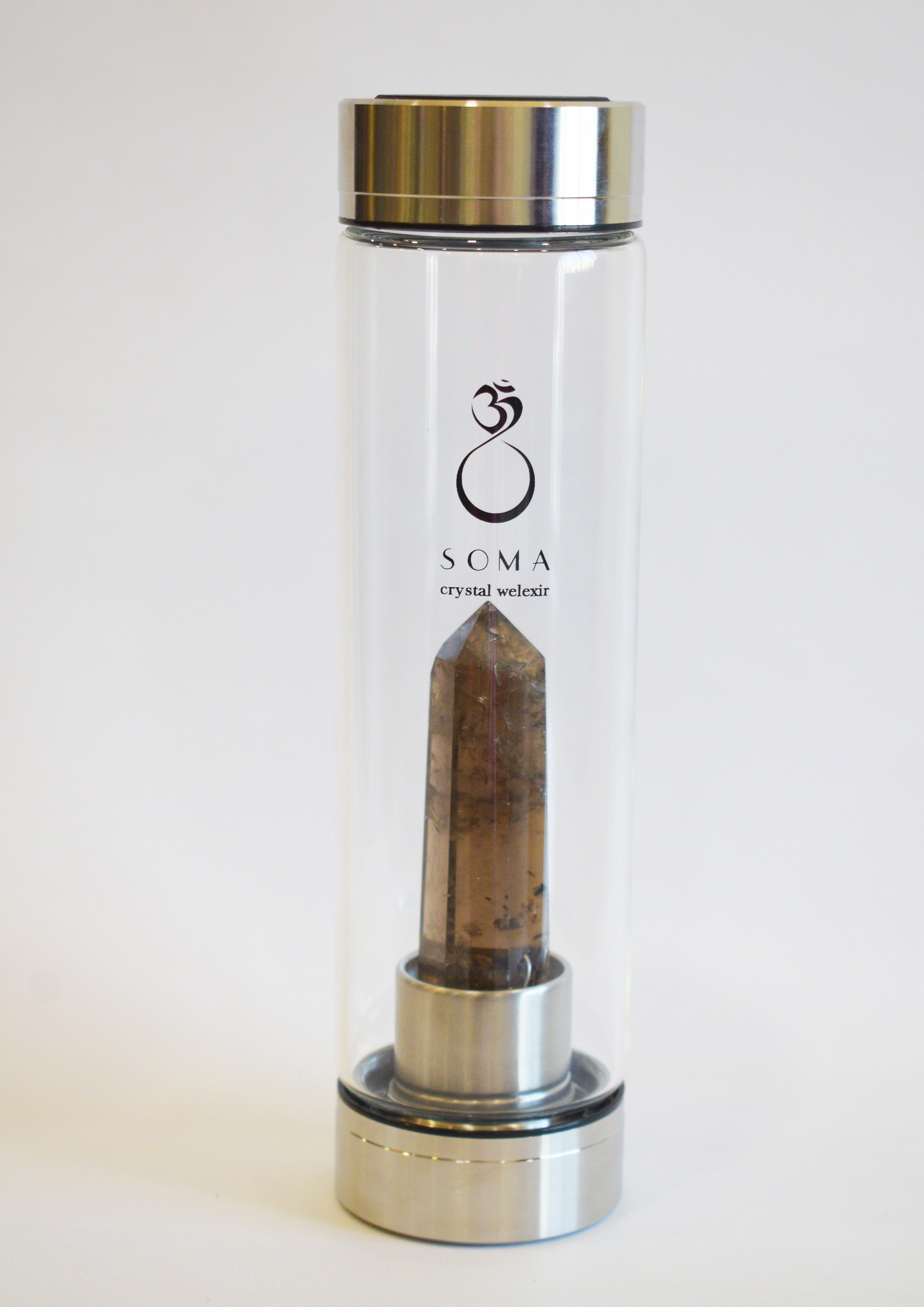 Smoky Quartz Crystal Infused Water Bottle